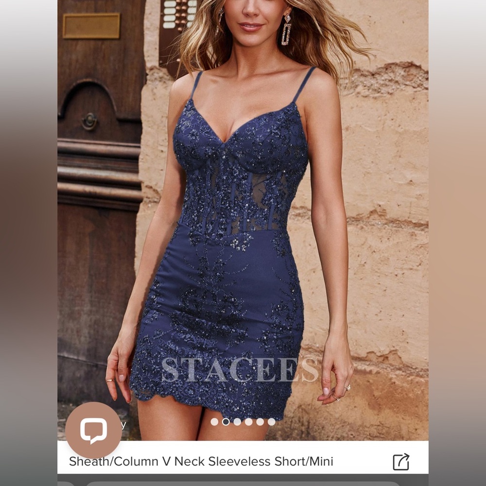 Elegant Navy Blue Mini Dress